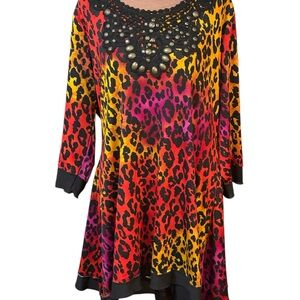 Multiples Vibrant Leopard Print Tunic
